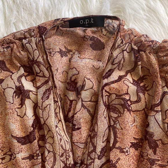 o.p.t long sleeve pink V-neck dress, poofy sleeves, side zipper - Size Small - Picture 2 of 11